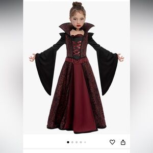 Elegant Vampire Kids Costume - Black and Burgundy